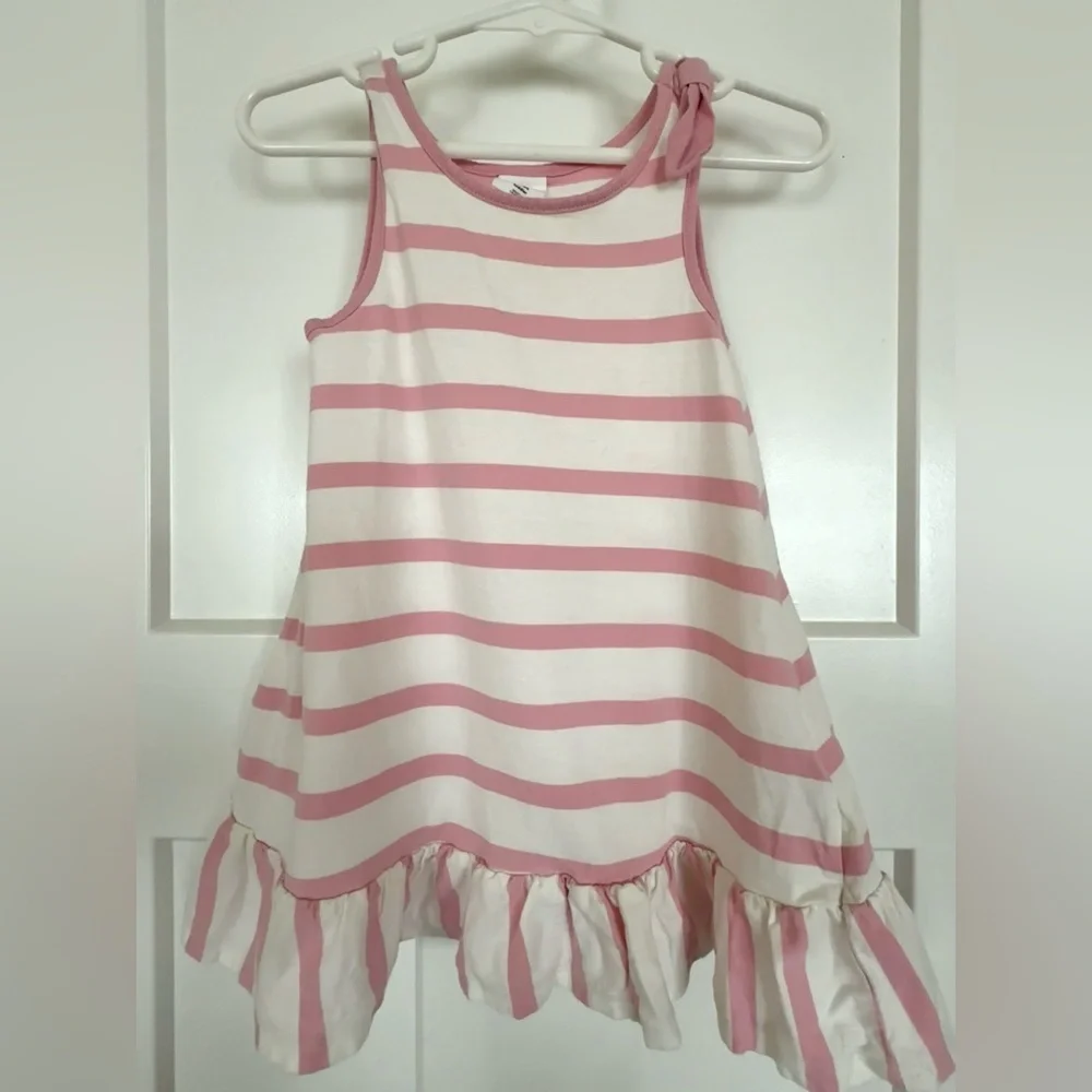 Baby GAP Pink & Off-White Stripe Ruffle Hem Dress | Toddler Girl 2T